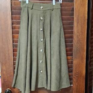Olive Button-Down Skirt
